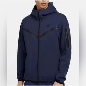 NIKE Tech Fleece Full Zip Hoodie Midnight Navy Black CU4489 410 Men's XXL